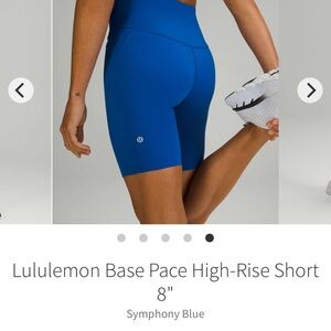Lululemon Base Pace Symphony Blue High Rise Short Sz 8